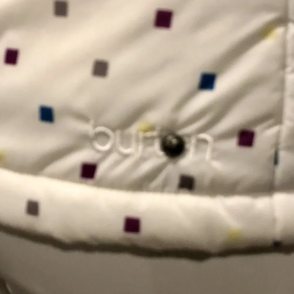 Burton Dryride Puffer Vest Small Cream Hooded Faux Fur Trim Zip Snap Pockets - Picture 7 of 12